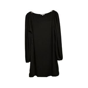 LEMON TART Dress Womens Large  Black Mini Long Sleeve Stretch Shift LBD
